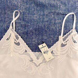Express White Lace Embroidery Cami Top Small NWT